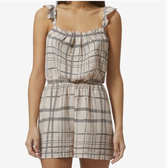 Avec Les Filles Blush Rose Plaid Ruffled Romper - Picture 1 of 16